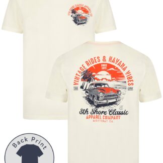 T-Shirts Agger Back Print Vintage Retro Graphic Motif Cotton Jersey T-Shirt in Snow White - South Shore / S - Tokyo Laundry