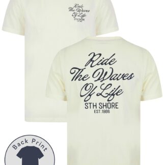 T-Shirts Aquilani Back Print Vintage Retro Graphic Motif Cotton Jersey T-Shirt in Sugar Swizzle - South Shore / S - Tokyo Laundry