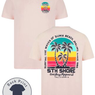 T-Shirts Baros Reverse Print Vintage Retro Graphic Motif Cotton Jersey T-Shirt in Barely Pink - South Shore / S - Tokyo Laundry