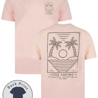 T-Shirts Beglin Back Print Vintage Retro Graphic Motif Cotton Jersey T-Shirt in Barely Pink - South Shore / S - Tokyo Laundry