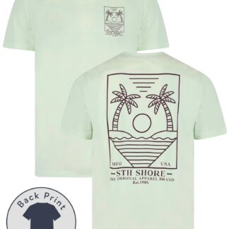 T-Shirts Beglin Back Print Vintage Retro Graphic Motif Cotton Jersey T-Shirt in Hint of Mint - South Shore / S - Tokyo Laundry