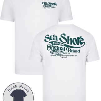 T-Shirts Benteke Back Print Vintage Retro Graphic Motif Cotton Jersey T-Shirt in Bright White - South Shore / S - Tokyo Laundry