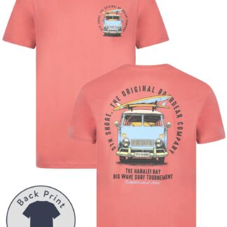 T-Shirts Borini Back Print Vintage Retro Graphic Motif Cotton Jersey T-Shirt in Dusty Rose - South Shore / S - Tokyo Laundry