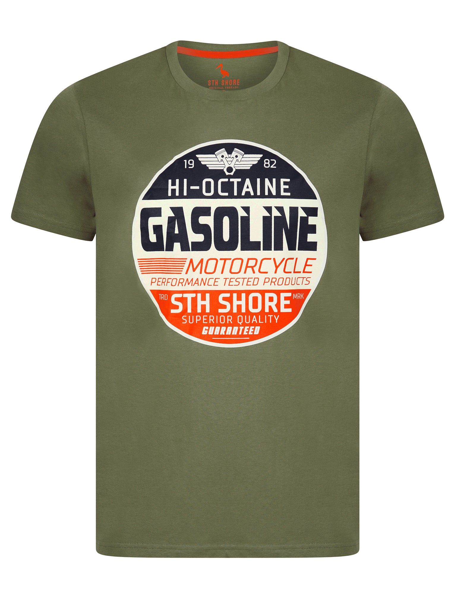 T-Shirts Burrows Vintage Retro Graphic Print Motif Cotton Jersey T-Shirt in Mulled Basil - South Shore / S - Tokyo Laundry