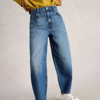 White Stuff Mid Rise Barrel Ankle Grazer Jeans Blue Denim