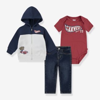 3-Piece Set: Bodysuit + Sweatshirt + Straight Leg Jeans, LEVI'S® navy blue