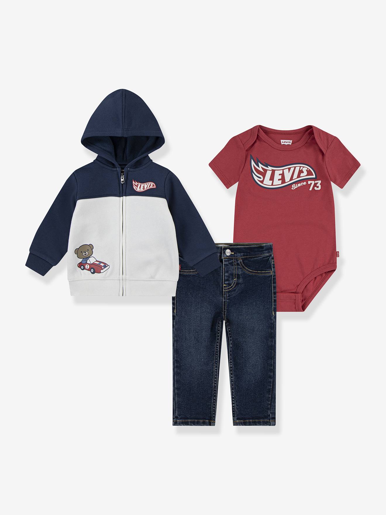 3-Piece Set: Bodysuit + Sweatshirt + Straight Leg Jeans, LEVI'S® navy blue