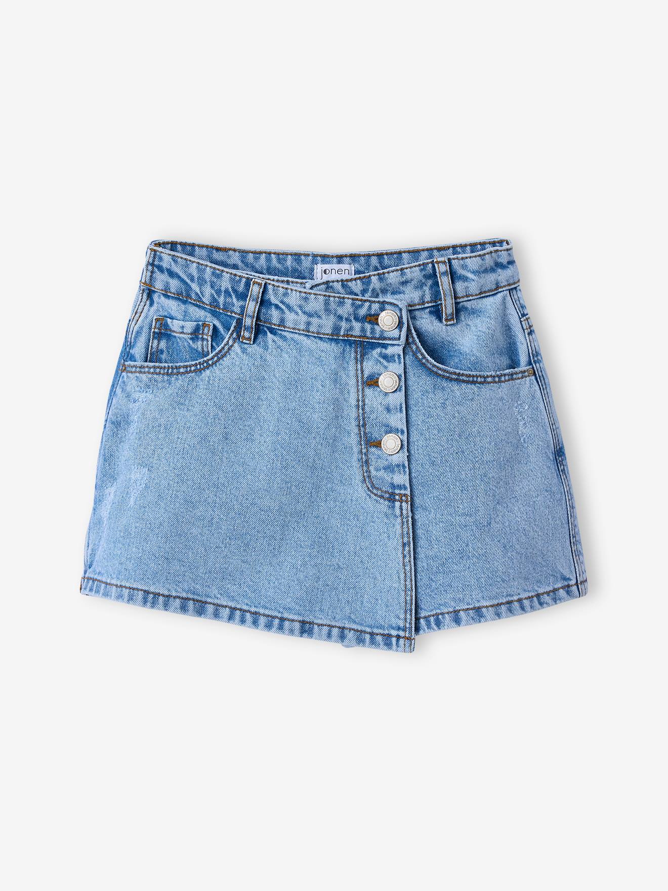 Asymmetrical Denim Skirt for Girls, JONEN light blue
