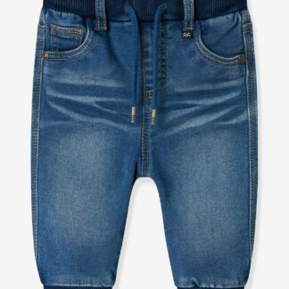 Baby bodysuit in recycled cotton blend denim blue