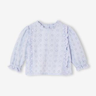 Blouse in Broderie Anglaise for Babies sky blue