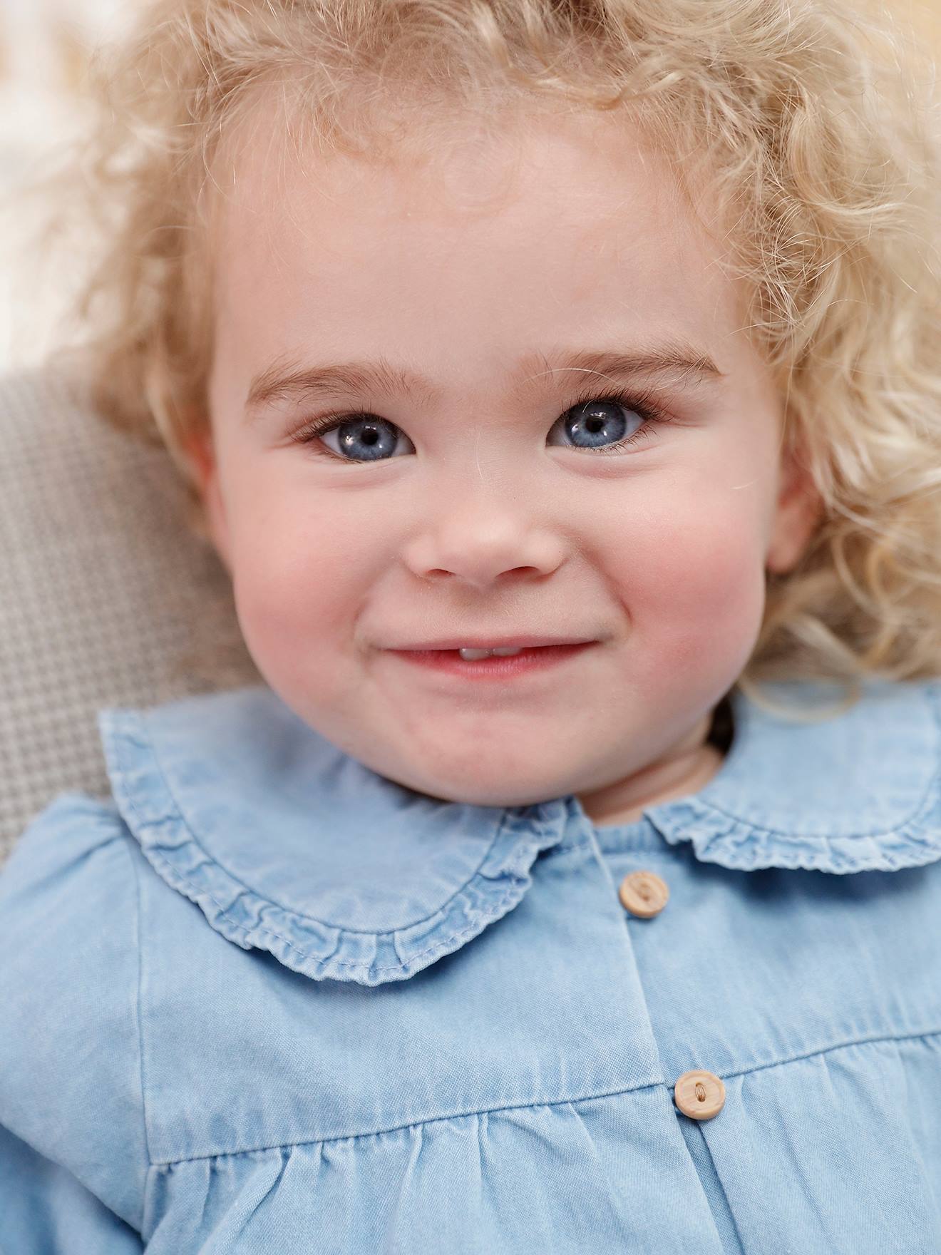 Blouse in Light Denim, for Babies bleached denim