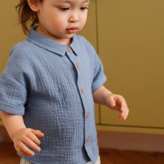 Boy's cotton gauze shirt denim blue