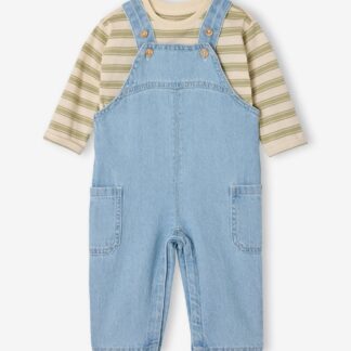 Boys' dungaree set sage green