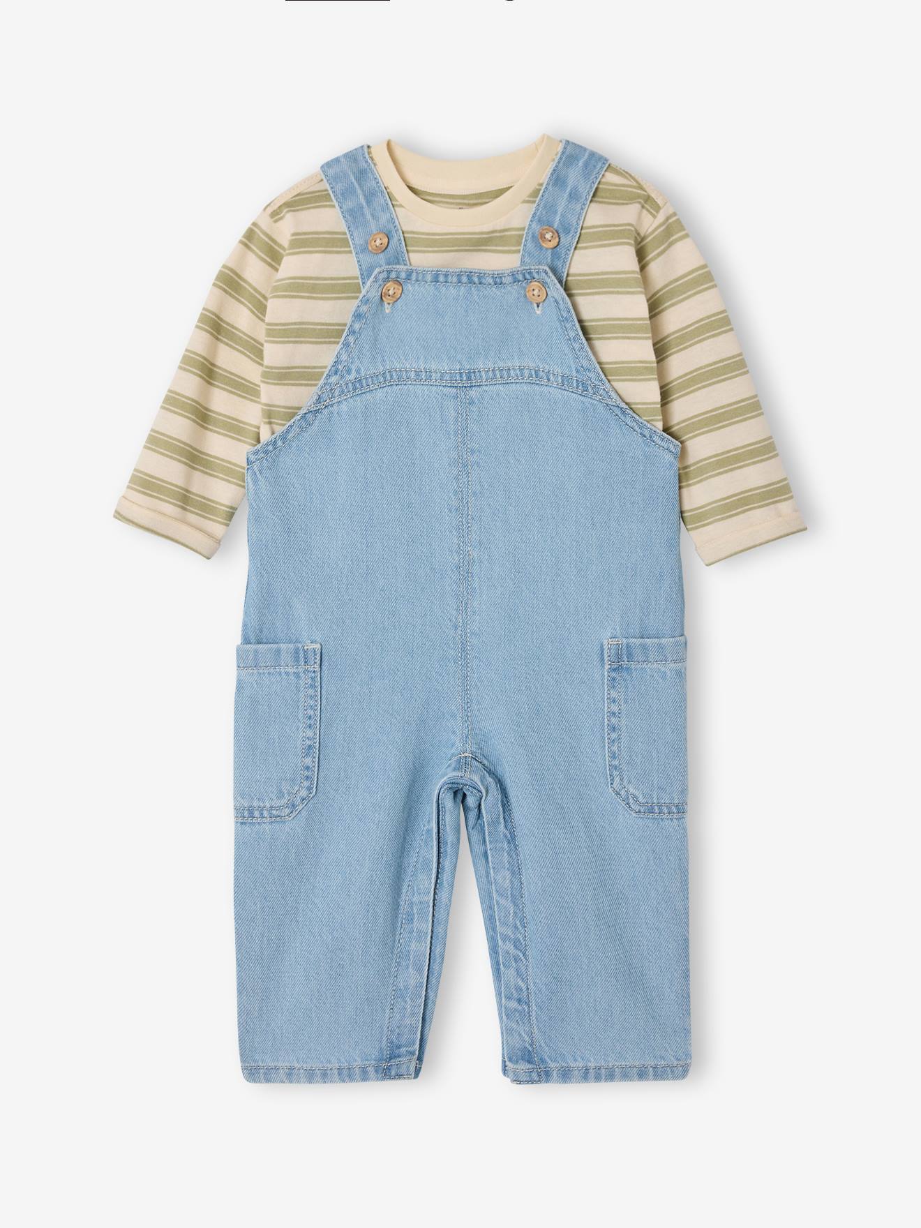 Boys' dungaree set sage green