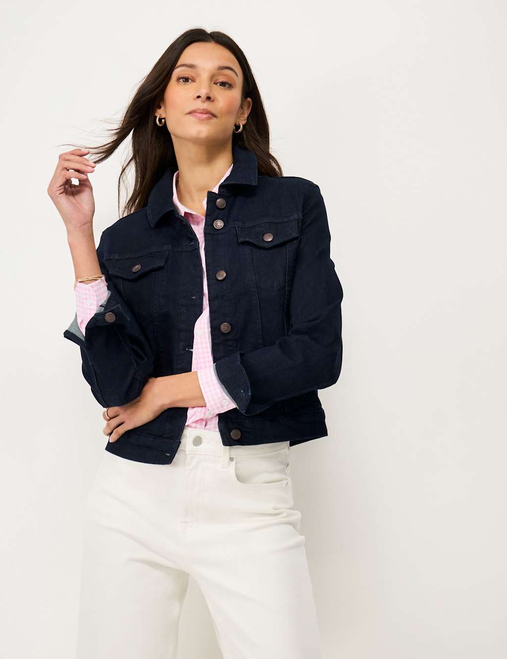 Crew Clothing Cotton Rich Denim Western Jacket Dark Blue