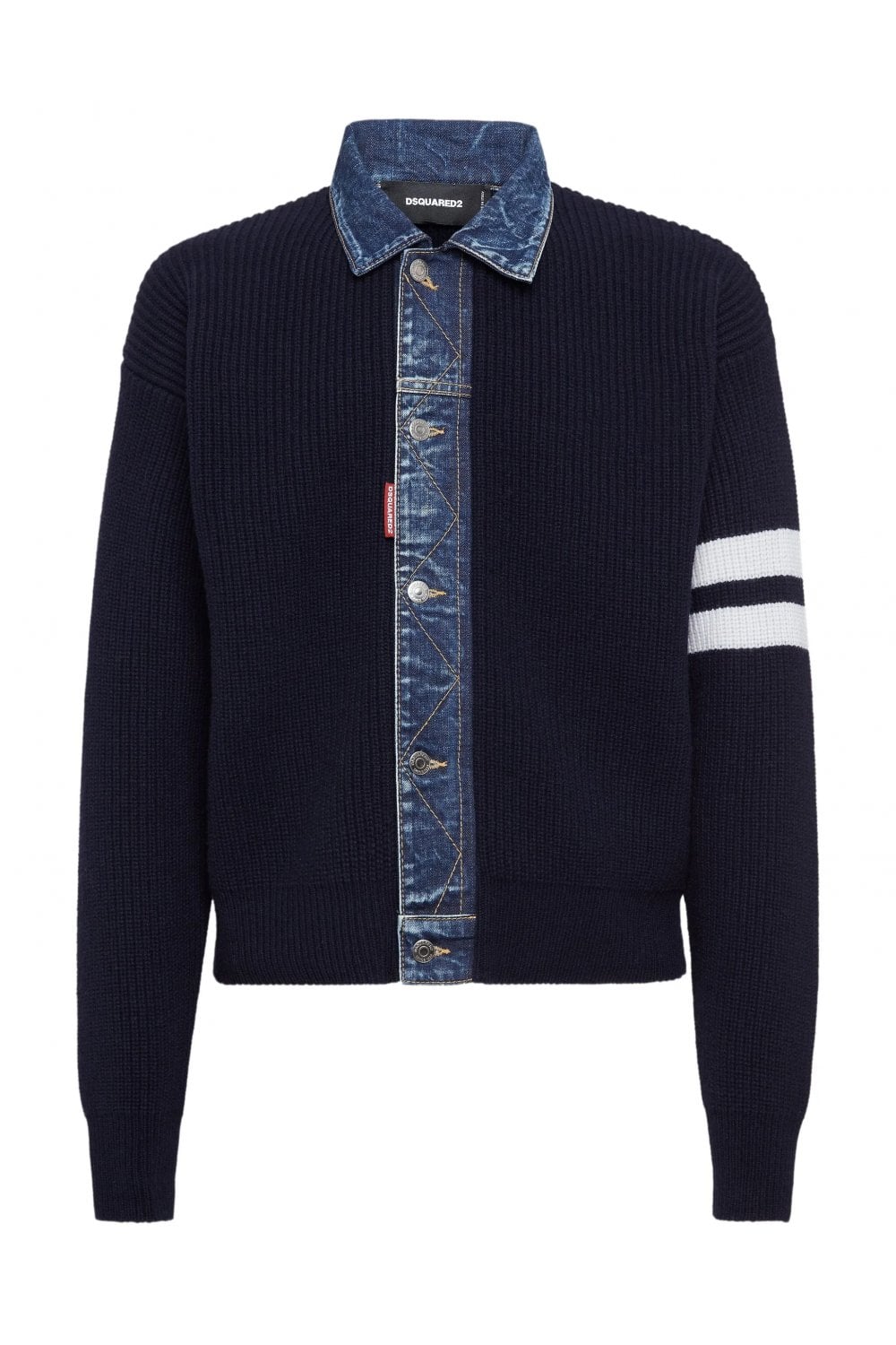 DSQUARED2 DENIM WOOL MIX CARDIGAN Size: L, colour: NAVY
