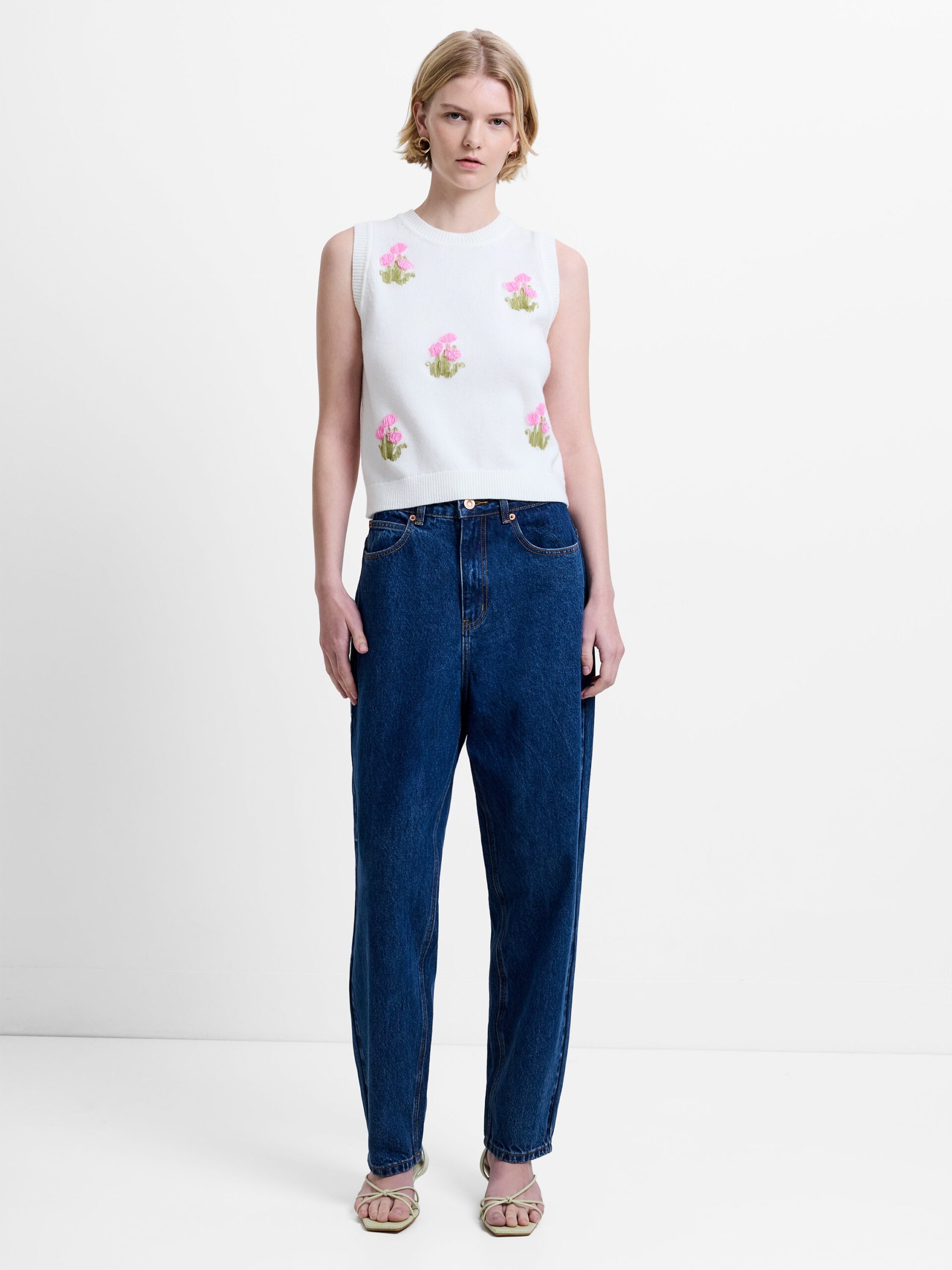 Dallas Denim Mom Barrel Leg Jeans Blue Indigo
