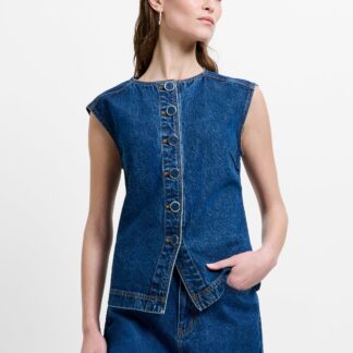 Dallas Denim Waistcoat Blue Indigo