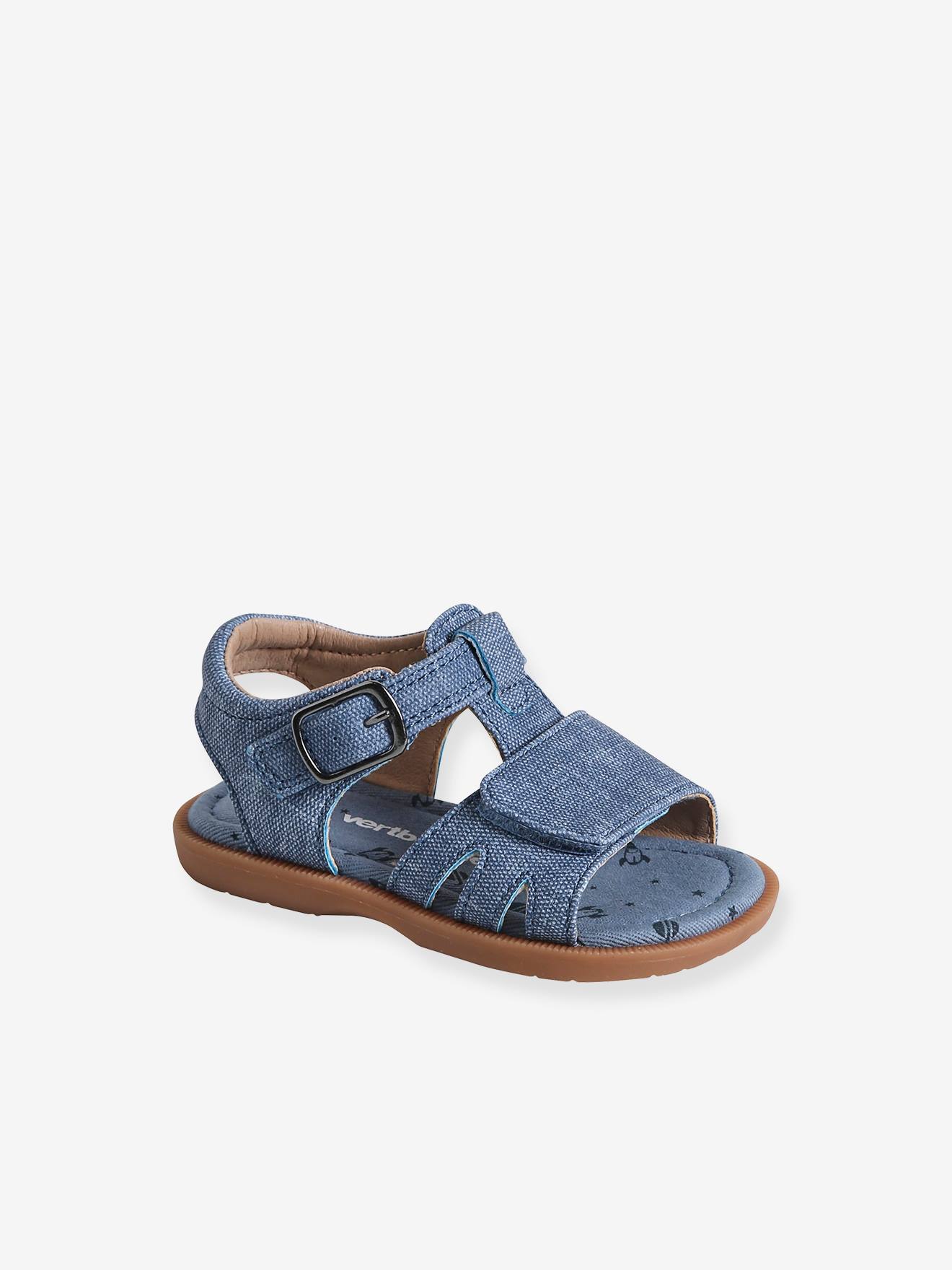 Denim-Effect Sandals with Hook-&-Loop Straps for Babies denim blue