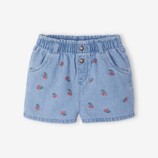Denim Shorts with Embroidered Daisies, for Babies double stone