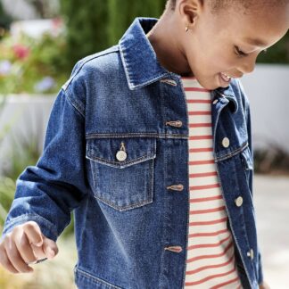 Denim Worker-Style Jacket for Girls denim blue