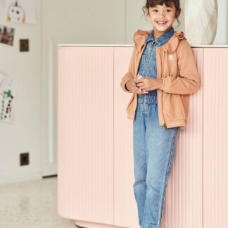 Denim Worker-Type Jumpsuit for Girls blue dark wasched