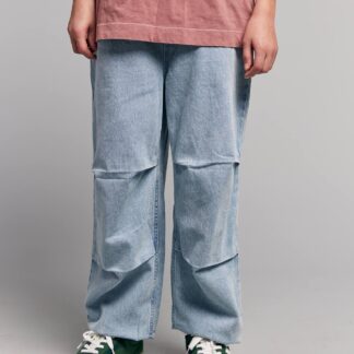 Denim parachute trousers bleached denim
