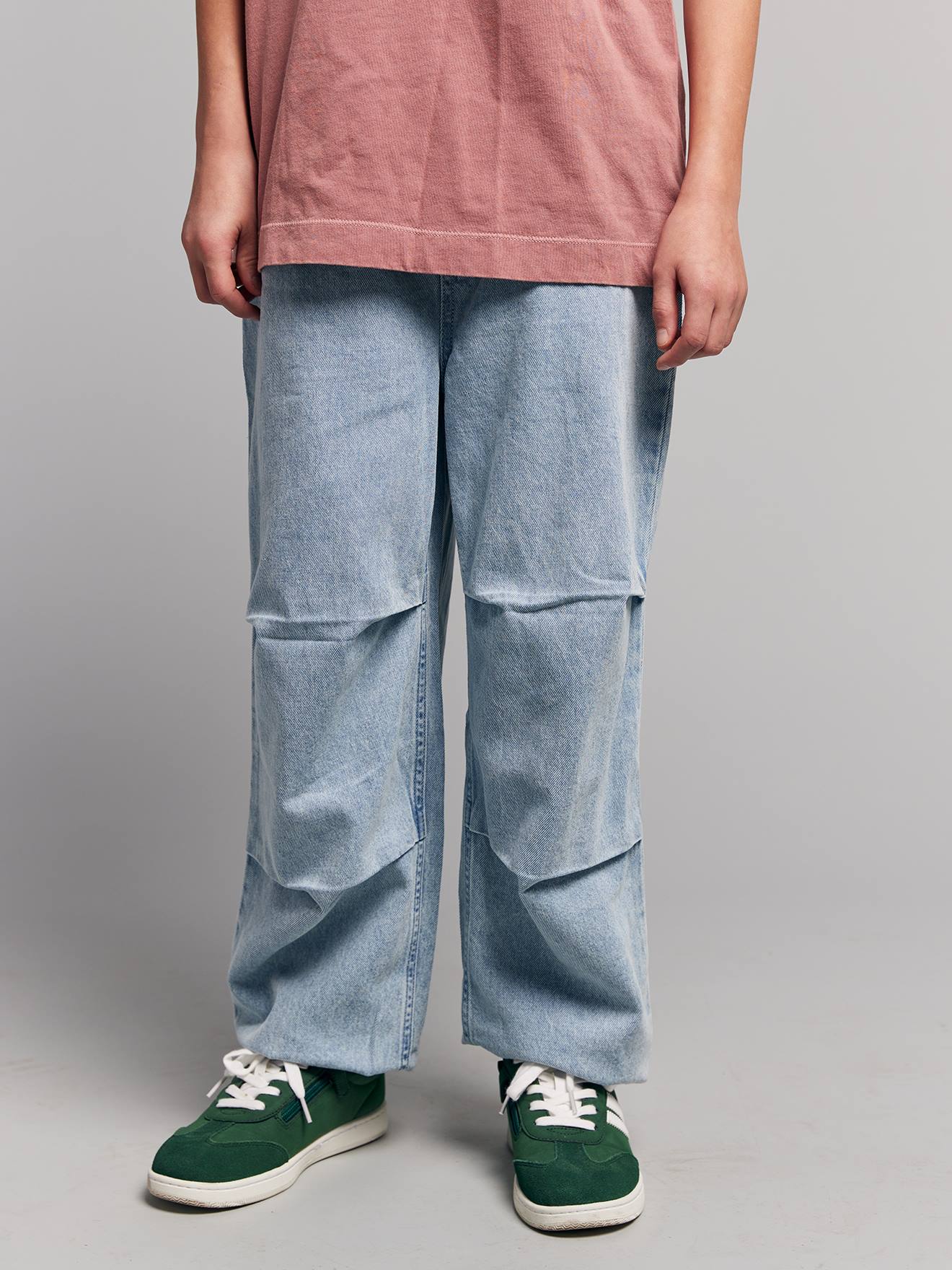 Denim parachute trousers bleached denim
