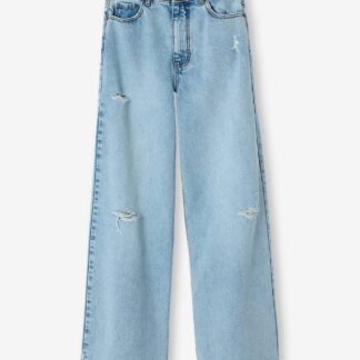 Distressed Wide-Leg Jeans for Girls, JONEN light blue