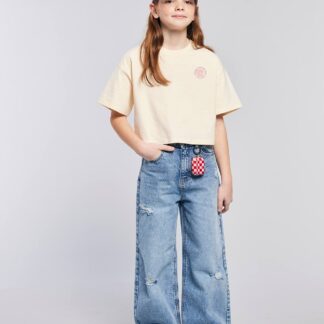 Distressed Wide-Leg Jeans for Girls, JONEN medium blue