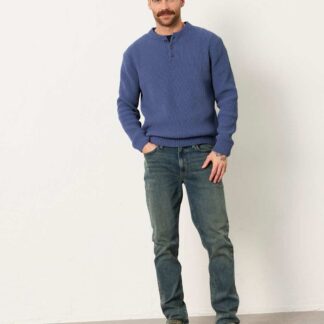 FatFace Ribbed Crew Neck Jumper Blue Denim