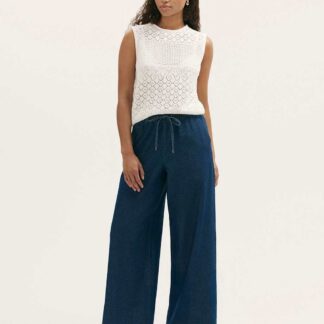 Finery London Denim Wide Leg Trousers Blue
