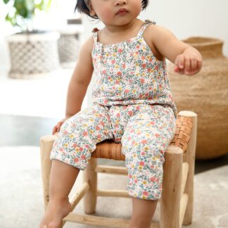Fleece Jumpsuit & Hairband Set for Baby Girls white/print