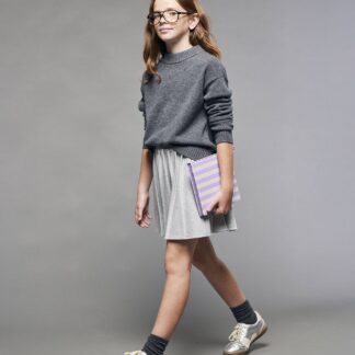 Fleece Pleated Skirt for Girls, JONEN marl grey