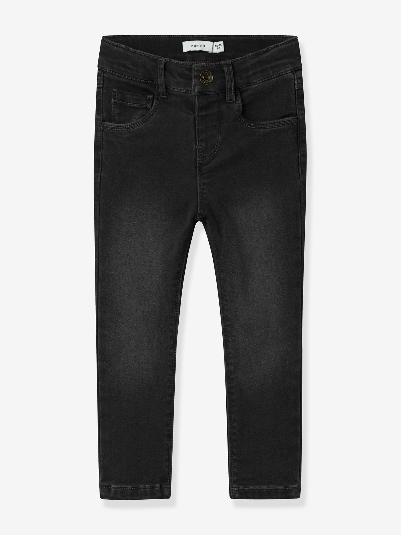 Girl's Fleece-Lined Slim Jeans black denim