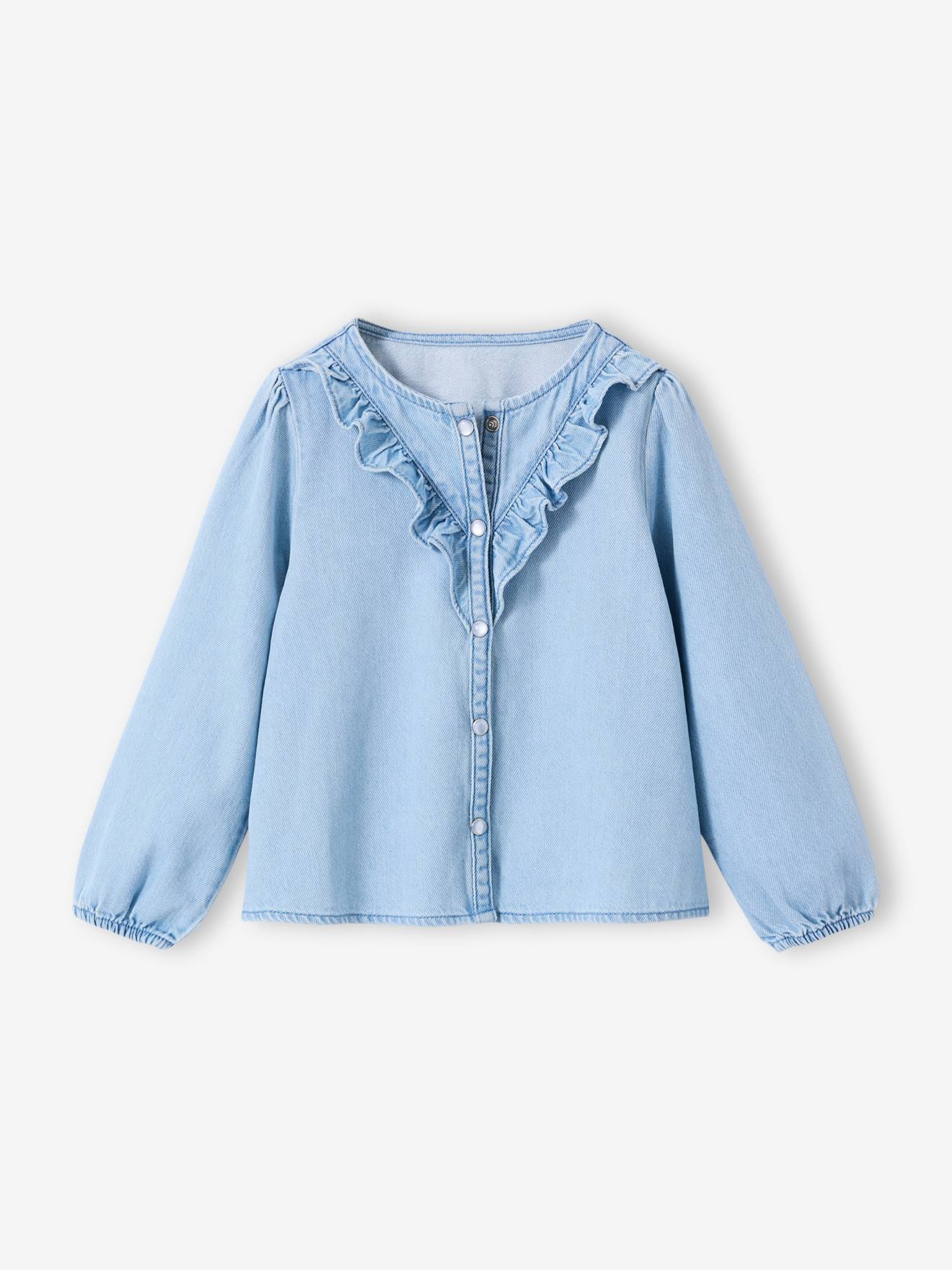 Girl's denim cotton shirt stone