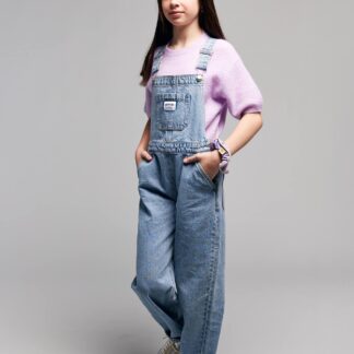 Girl's denim dungaree light blue