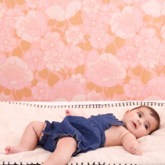 Girl's denim romper stone