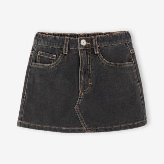 Girls' denim skirt short anthracite