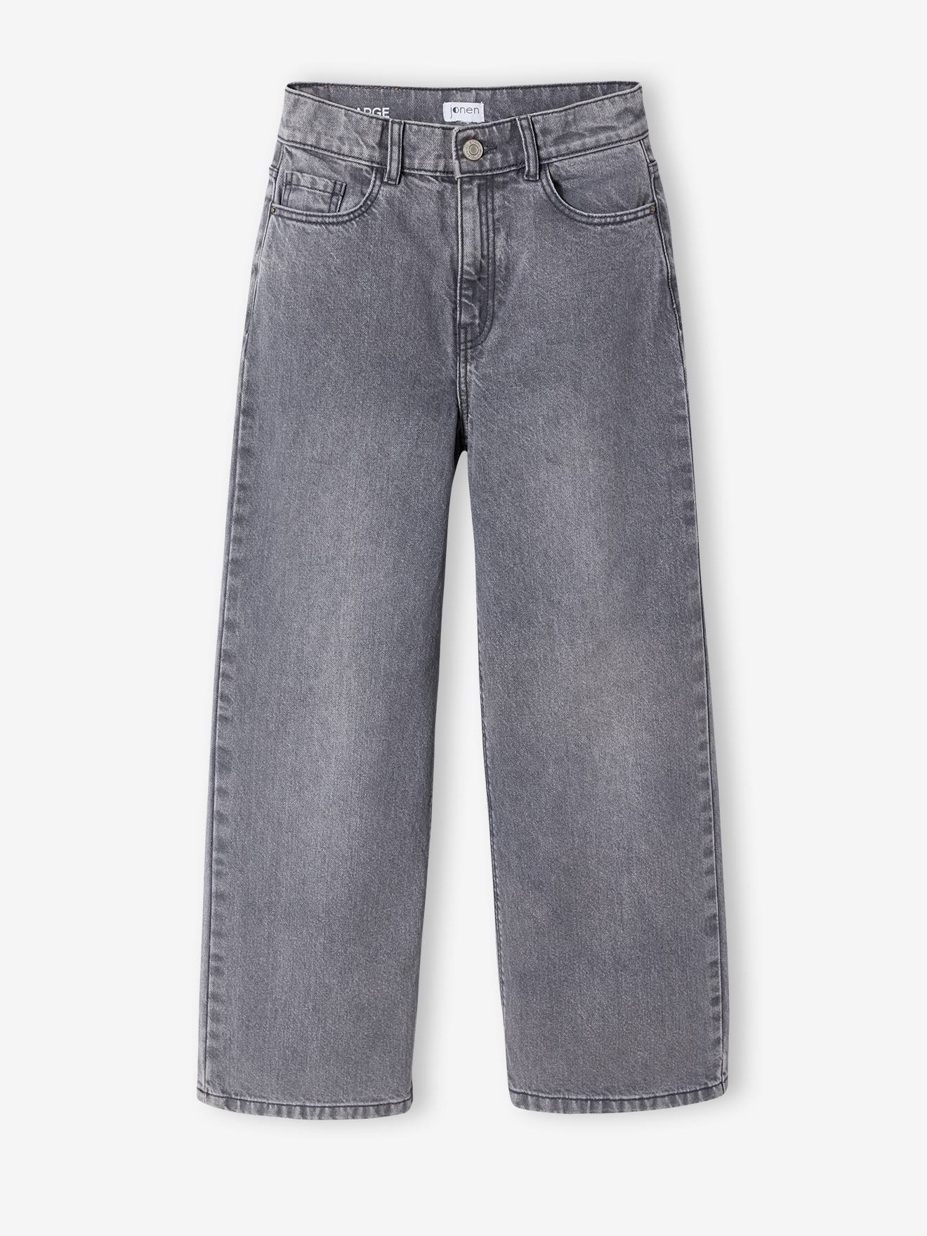 Girl's wide-leg denim trouser denim grey
