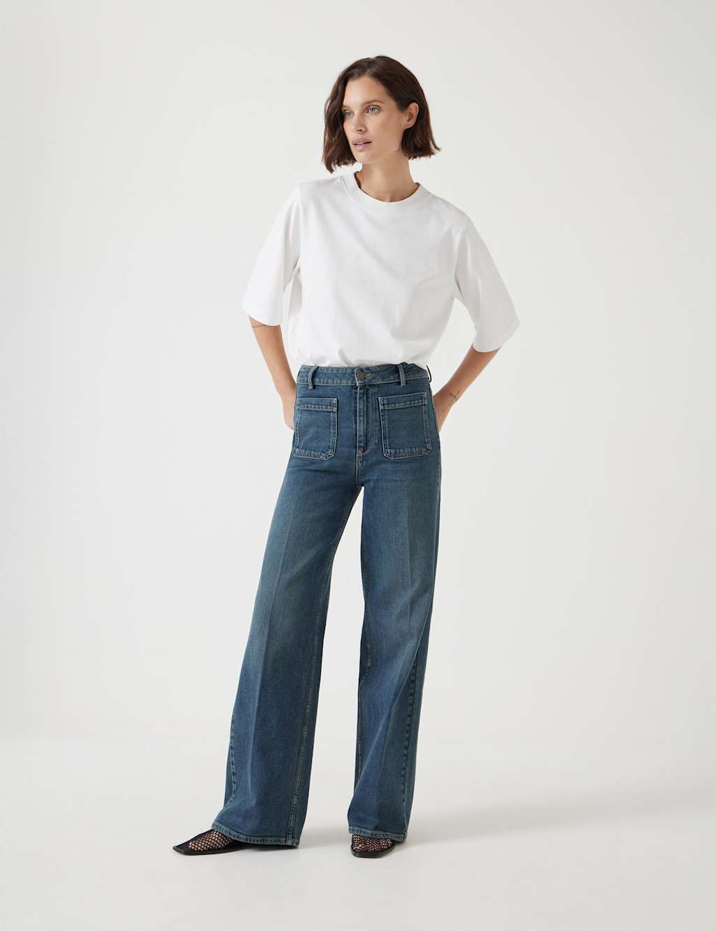 HUSH Rowan High Waisted Flared Jeans Denim