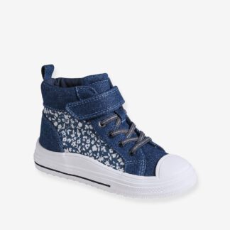 High-Top Trainers with Laces & Hook-&-Loops for Girls denim blue