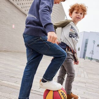 Indestructible Straight Leg Jeans for Boys blue dark solid