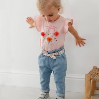 Jeans with Fabric Belt, for Babies light denim blue
