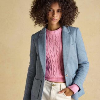Joules Herringbone Blazer Blue Denim