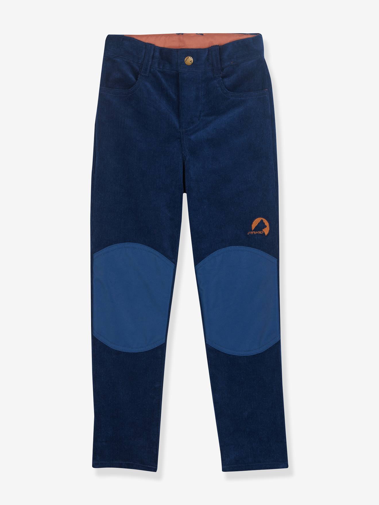 KUULU FINKID straight corduroy trousers with reinforcements denim blue
