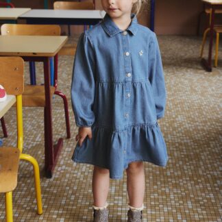 Lightweight Denim Dress for Girls medium blue