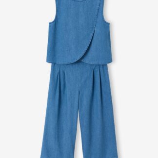 Lightweight denim bermuda shorts and top set medium blue