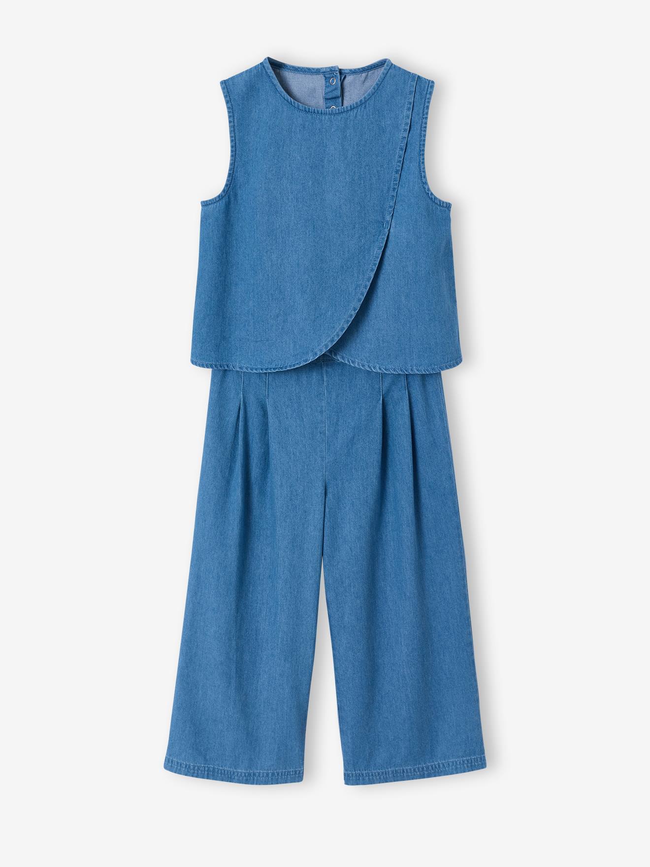 Lightweight denim bermuda shorts and top set medium blue