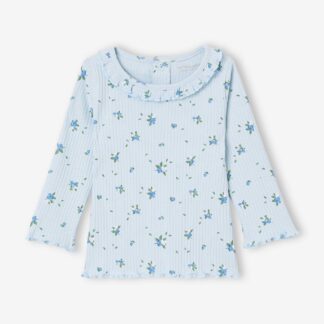 Long-sleeved baby ribbed t-shirt sky blue